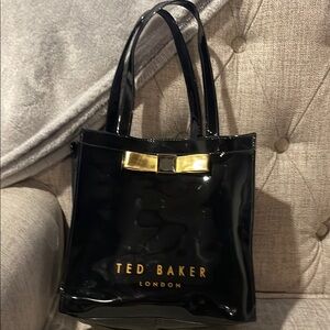Ted Baker Black and Gold Patent Leather Tote